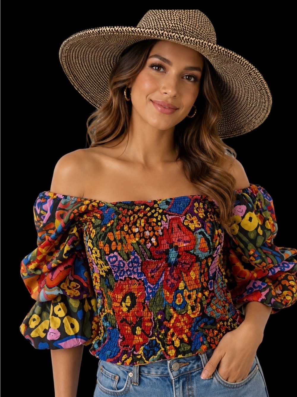 Live 4 Truth Off Shoulder Smocked Floral Crop Top | Size S | Made in India